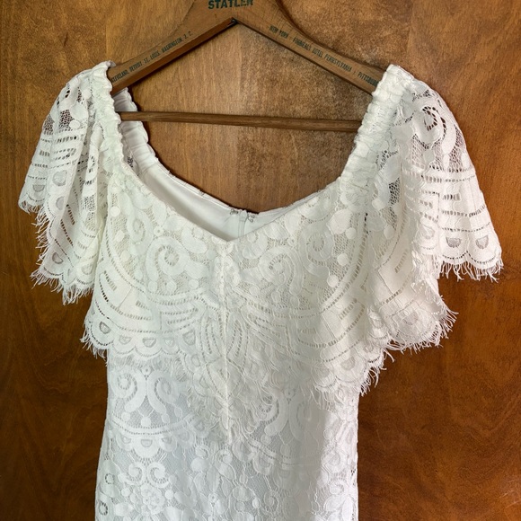 Promesa White Off The Shoulder Floral Lace Dress NWT Small Wedding Boho Formal - Picture 6 of 15